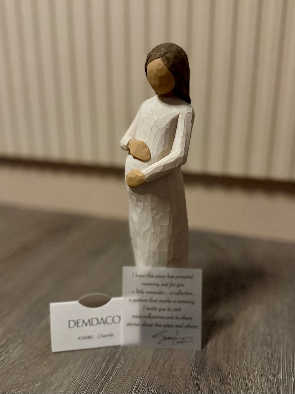Willow Tree Cherish Pregnancy Figurine in White and Brown Boxed
